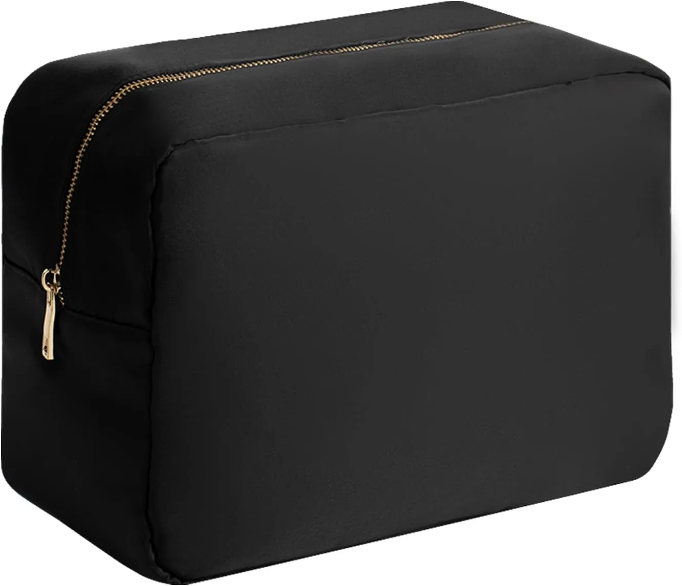 Travel Essentials Extral Large Makeup Bag Travel Cosmetic Pouch Toiletry Bag for Women Men Nylon Bathroom Bag with Zipper Pocket (Black,XL)