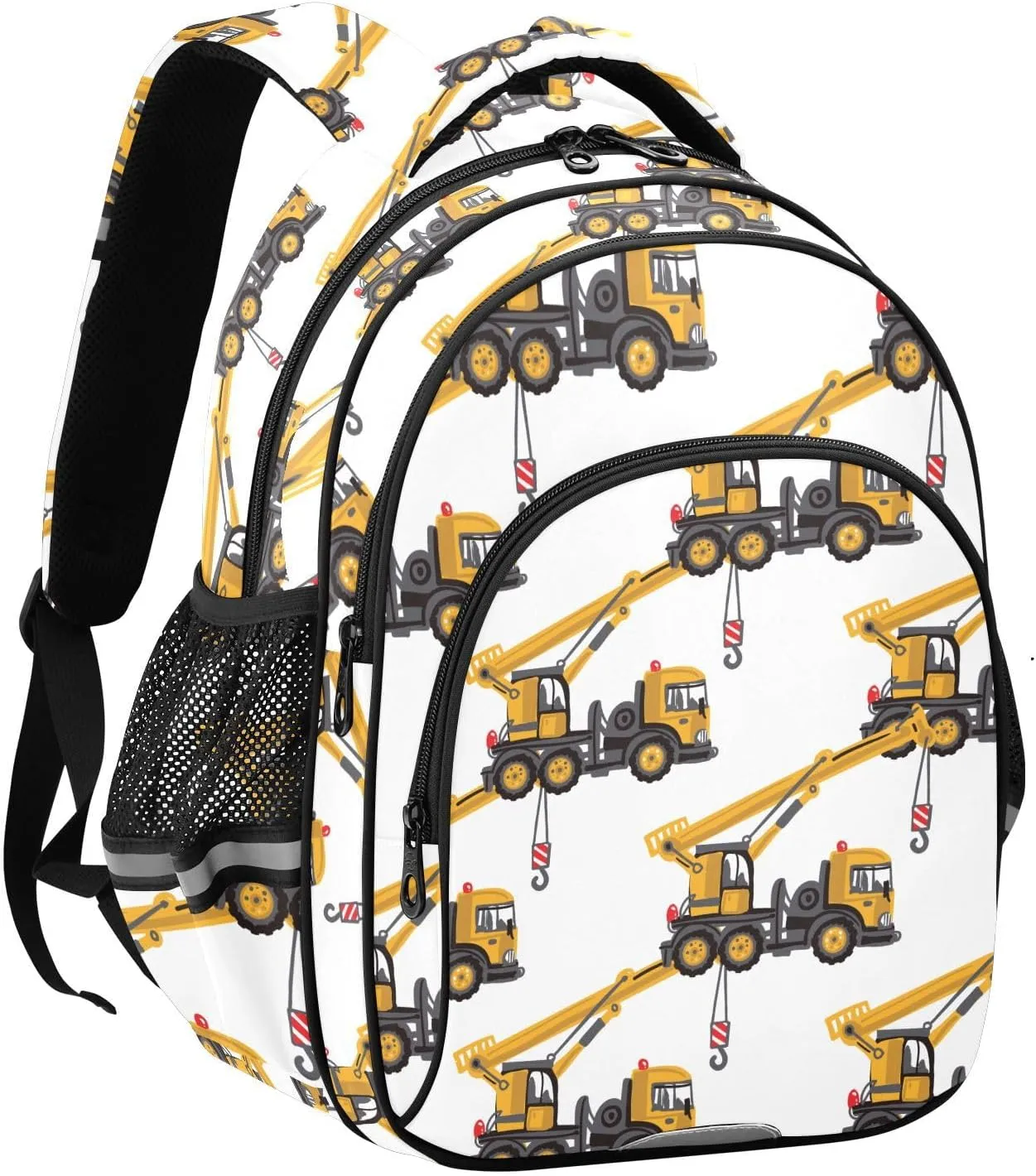 Truck Crane Pattern Backpack for Kids Elementary School Bag Boys Girls Bookbag Travel Backpack Daypack