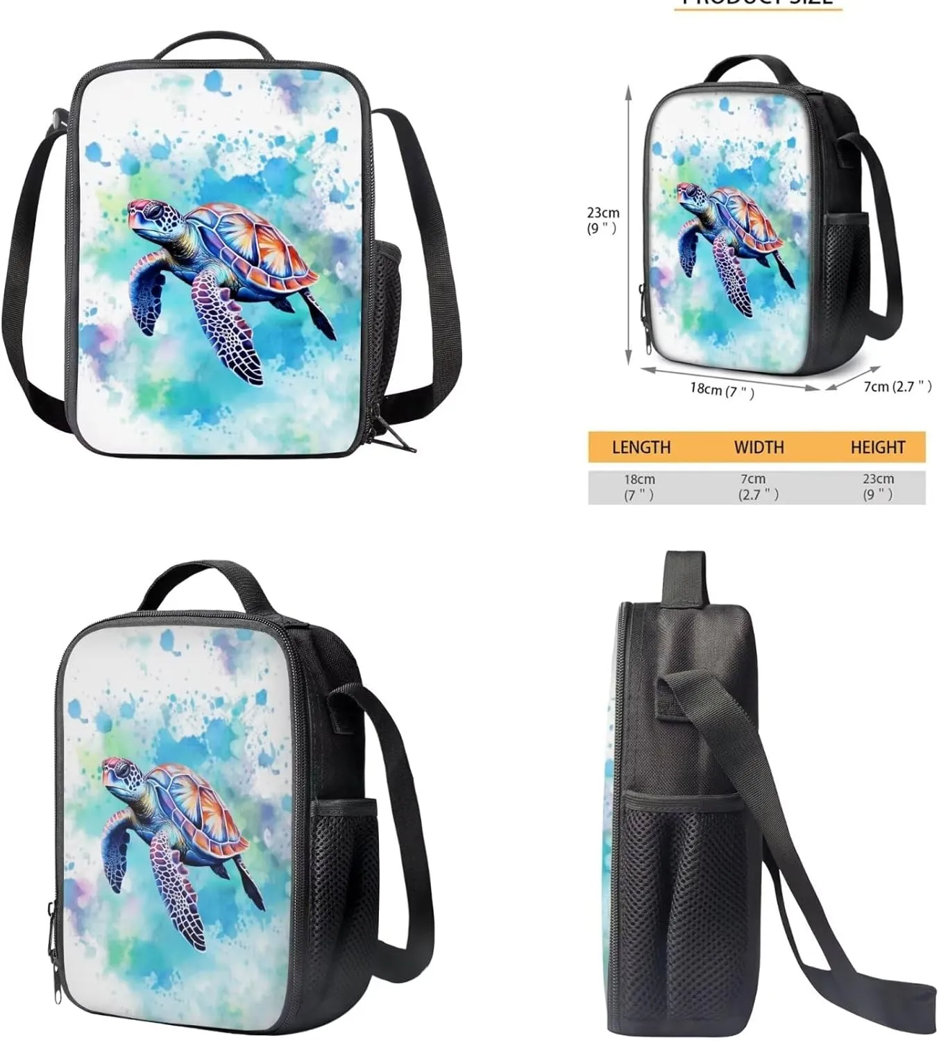 Turtle Middle School Backpacks for Boys Lightweight Sturdy Zippers Bookbag with Lunch Box Leakproof Large Lunch Containers for Back to School Gifts