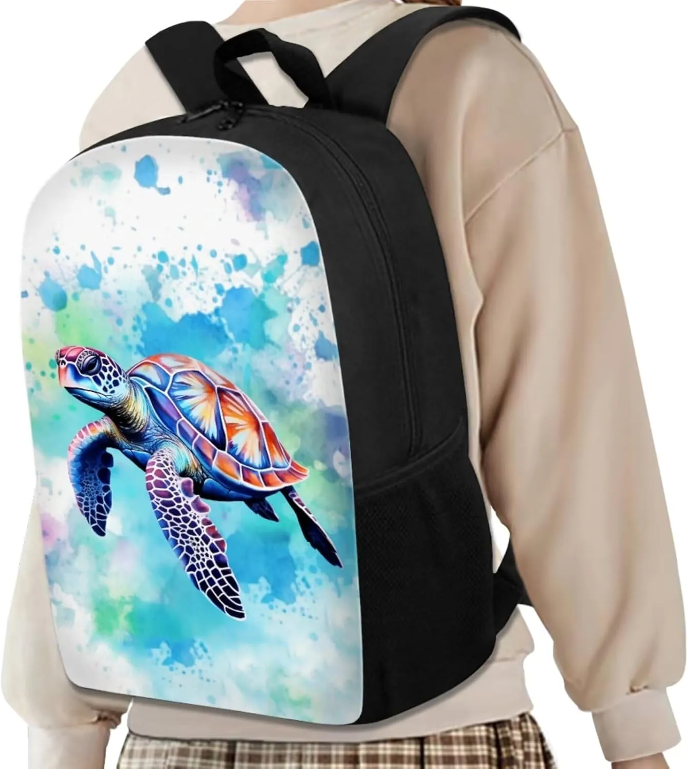 Turtle Middle School Backpacks for Boys Lightweight Sturdy Zippers Bookbag with Lunch Box Leakproof Large Lunch Containers for Back to School Gifts