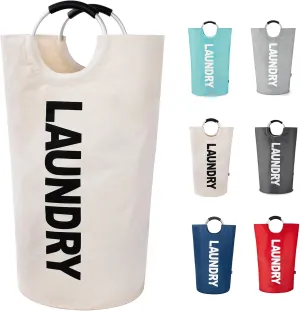 Twira 100L Large Laundry Basket, Laundry Hamper Stands Up Well, Laundry Bag with Padded Handles, Waterproof Clothes Bin Collapsible, Clothes Hamper for Bathroom, Laundry, College (Beige)