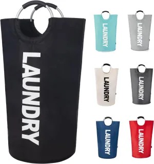 Twira 100L Large Laundry Basket, Laundry Hamper Stands Up Well, Laundry Bag with Padded Handles, Waterproof Clothes Bin Collapsible, Clothes Hamper for Bathroom, Laundry, College (Black)