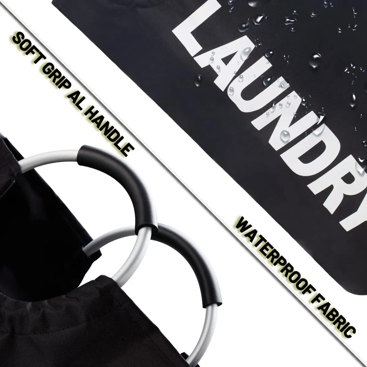 Twira 125L Pro XX-Large Laundry Baskets, Laundry Hamper Stands Up Well, Laundry Bag with Padded Handles, Waterproof Laundry Basket Collapsible, Clothes Hamper for College, Laundry, Bathroom (Black)