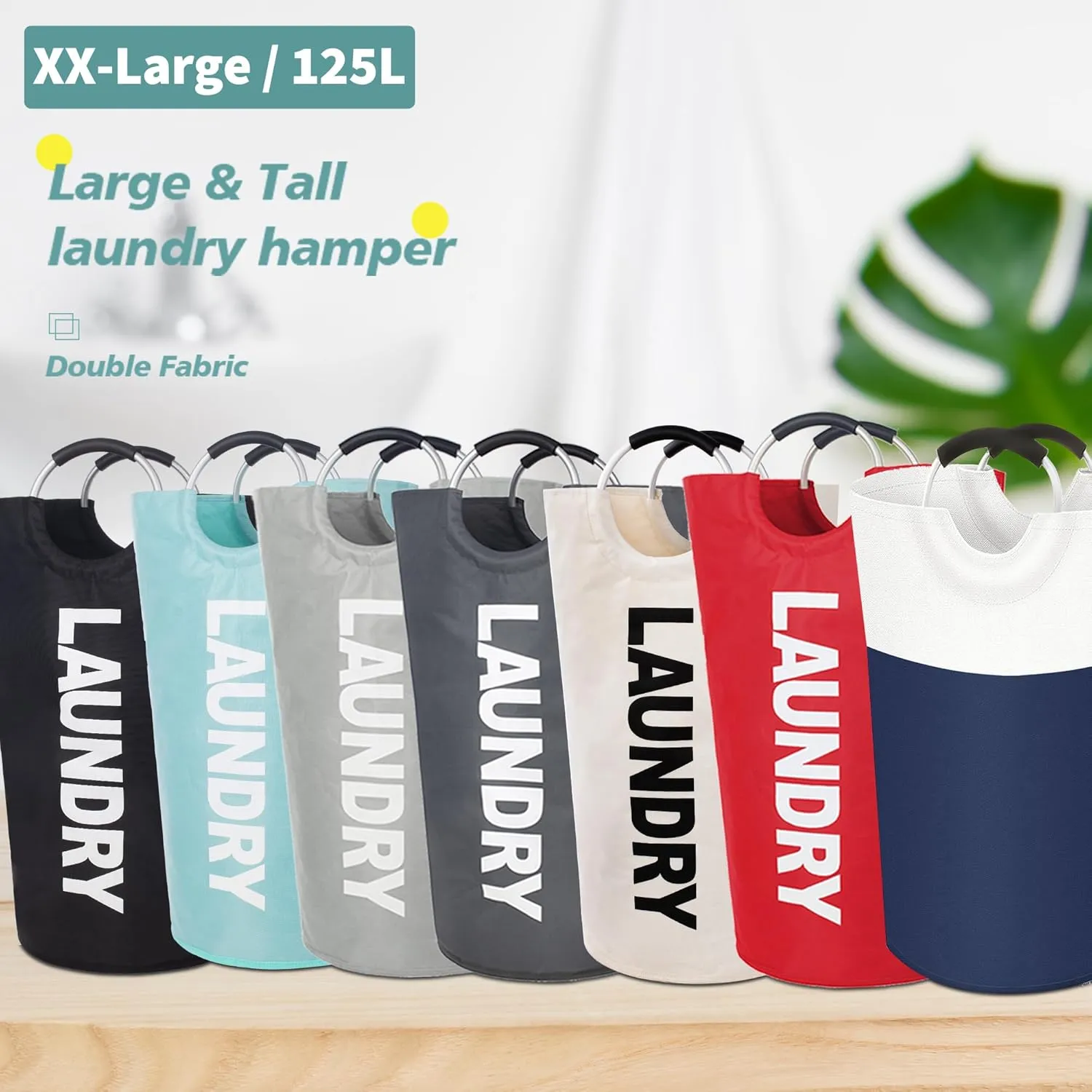 Twira 125L Pro XX-Large Laundry Baskets, Laundry Hamper Stands Up Well, Laundry Bag with Padded Handles, Waterproof Laundry Basket Collapsible, Clothes Hamper for College, Laundry, Bathroom (Black)