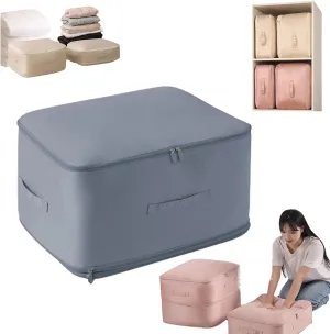 Ultra Space Saving Self Compression Organizer, Compression Duvet Storage Bag Large Capacity, Heavy Duty Moving Bags, Self Compression Moving Organizer Bags for Comforters, Clothes (BLUE,X-Large)