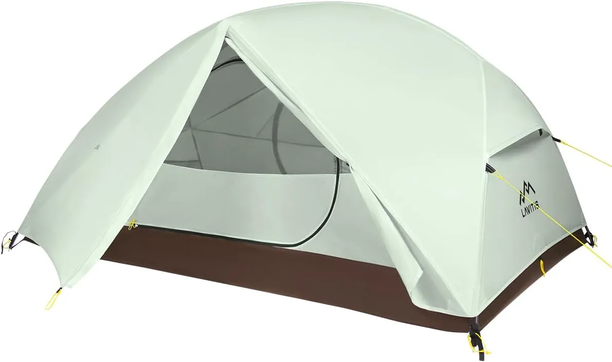 Ultralight 2 Person Backpacking, 4LB Portable 20D Waterproof Nylon Camping, 3 Season Hiking Trekking Tent with 7001 Aluminum Poles