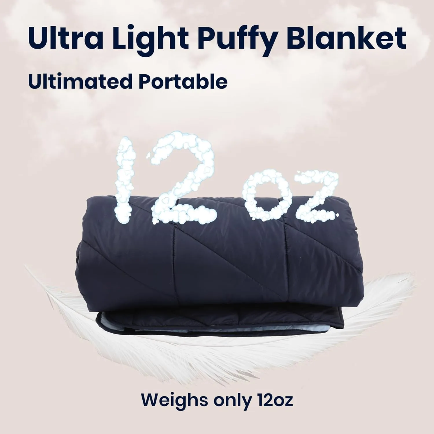 Ultralight Puffy Blanket, Outdoor Camping Blanket, Water-Resistant and Packable, Great for Camping, Stadium, Traveling, Backpacking, Picnic and Beach. 79"x55". Royal Blue