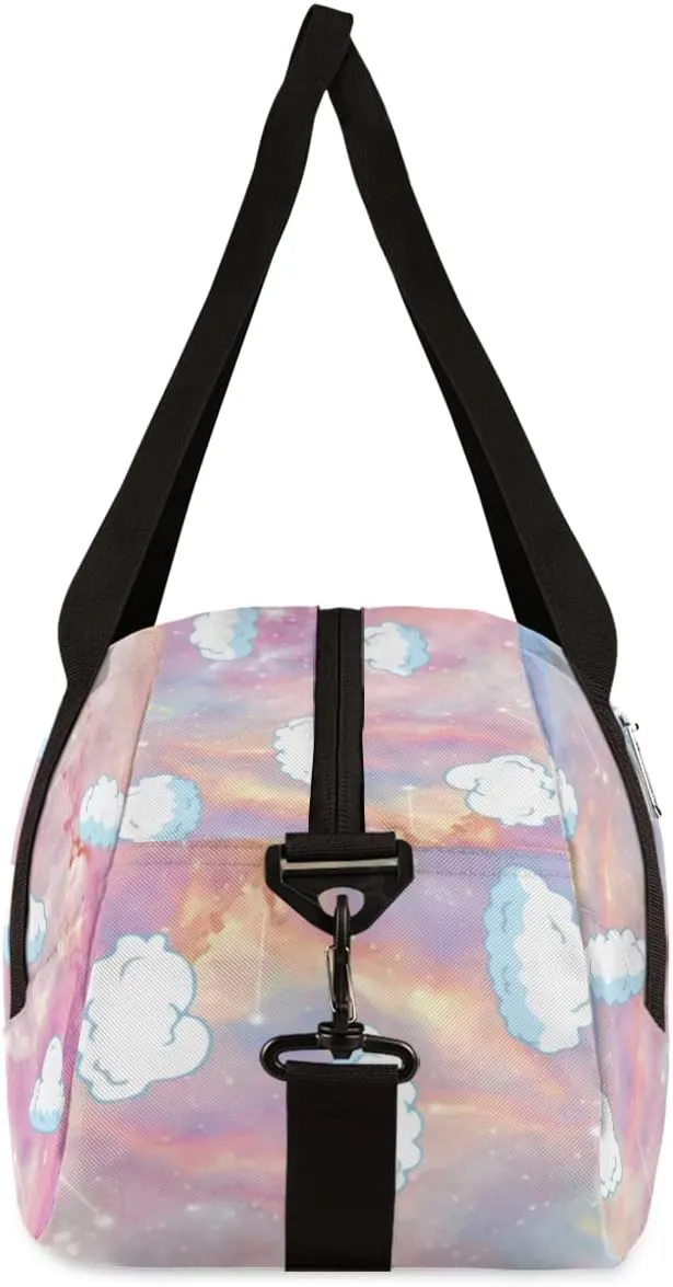 Unicorn Starry Sky Kids Duffel Bag for Girls Boys Teens, Clouds Meteor Dance Bag Overnight Small Duffel Bag Carry On Weekend Sports Gym Travel Bag for School Practice Gymnastics Ballet