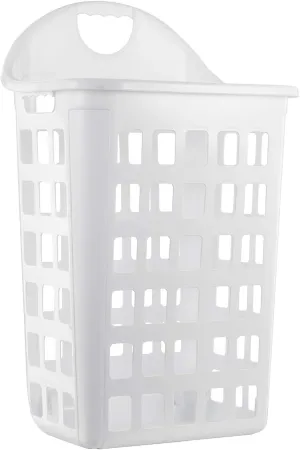 United Solutions Rolling Hamper with Built-In Handle, Two Bushel Capacity Holds 3 Loads of Laundry, Smooth-Gliding Thermo-Rubber Wheels, White, Ventilated Design