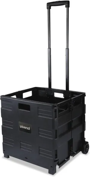 Universal UNV14110 18-1/4 in. x 15 in. x 18-1/4 in. to 39-3/8 in. Collapsible Mobile Storage Crate - Black