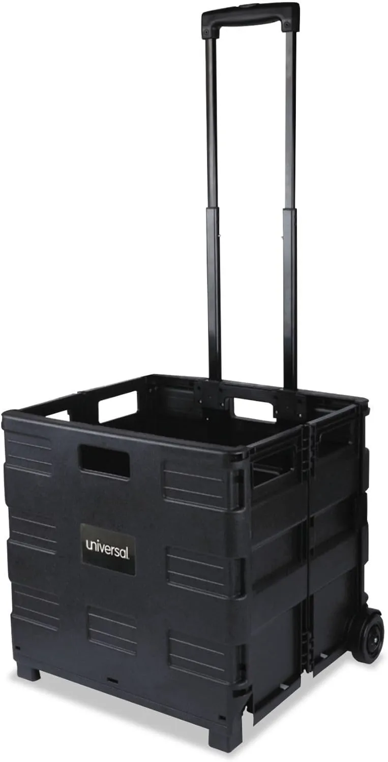 Universal UNV14110 18-1/4 in. x 15 in. x 18-1/4 in. to 39-3/8 in. Collapsible Mobile Storage Crate - Black
