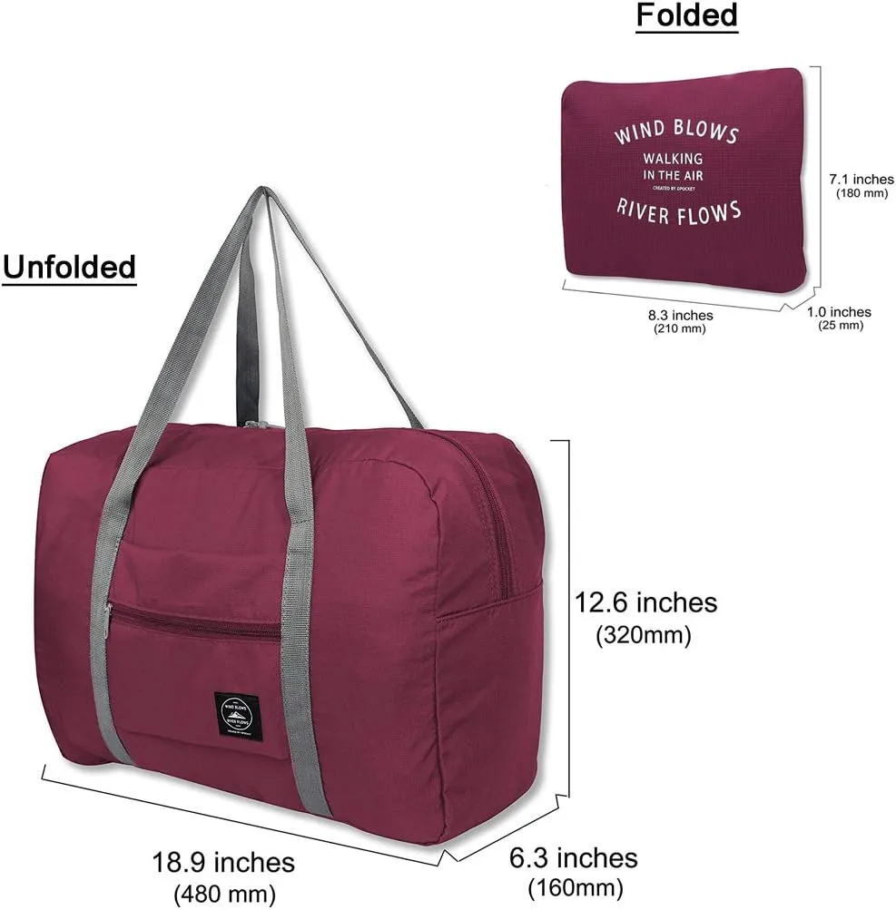 Unova Travel Duffel Bag Light Foldable Nylon Water Resistant Gym Bag Tote Hook onto Luggage