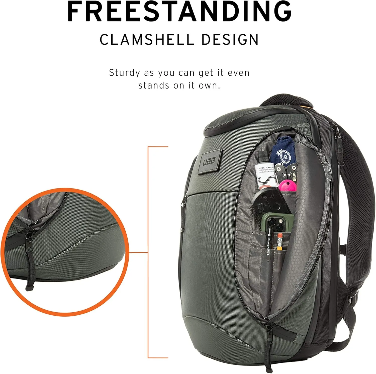 URBAN ARMOR GEAR UAG 18-Liter Backpack Lightweight Tough Weather Resistant Laptop Backpack, fits up to 13-inch, Standard Issue Grey