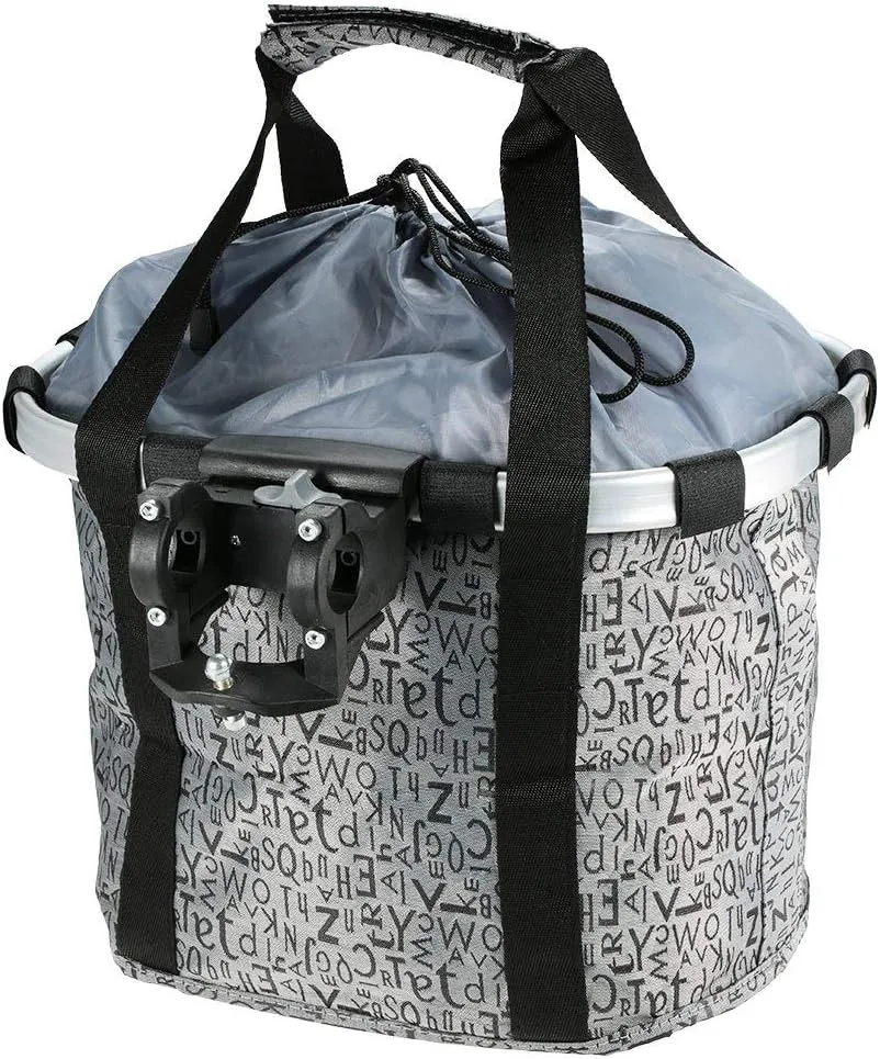 URBEST Bike Basket,Small Pets Cat Dog Folding Carrier,Removable Bicycle Handlebar Front Basket, Quick Release and Easy to Install,Detachable Cycling Bag (Grey)