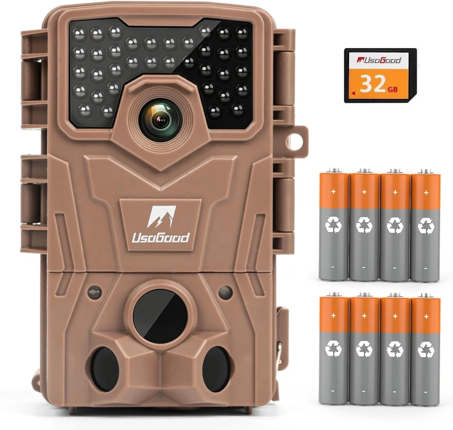 usogood Trail Camera,4K 36MP Game Camera with 8 Batteries&32GB Card,Trail Cameras with Night Vision Motion Activated Waterproof IP66, 120° Detection Angle,2.0”Screen Trail Cam for Wildlife Monitoring