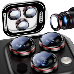 Uyiton for iPhone 16 Pro Max/16 Pro/15 Pro Max/15 Pro/14 Pro Max/14 Pro Camera Lens Protector - [2025 Inspired Design] Military-Grade Tempered Glass & Metal Camera Cover, Outdoor/Travel/Daily Use, Red