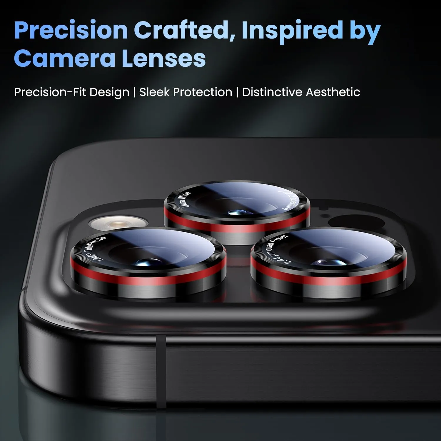 Uyiton for iPhone 16 Pro Max/16 Pro/15 Pro Max/15 Pro/14 Pro Max/14 Pro Camera Lens Protector - [2025 Inspired Design] Military-Grade Tempered Glass & Metal Camera Cover, Outdoor/Travel/Daily Use, Red