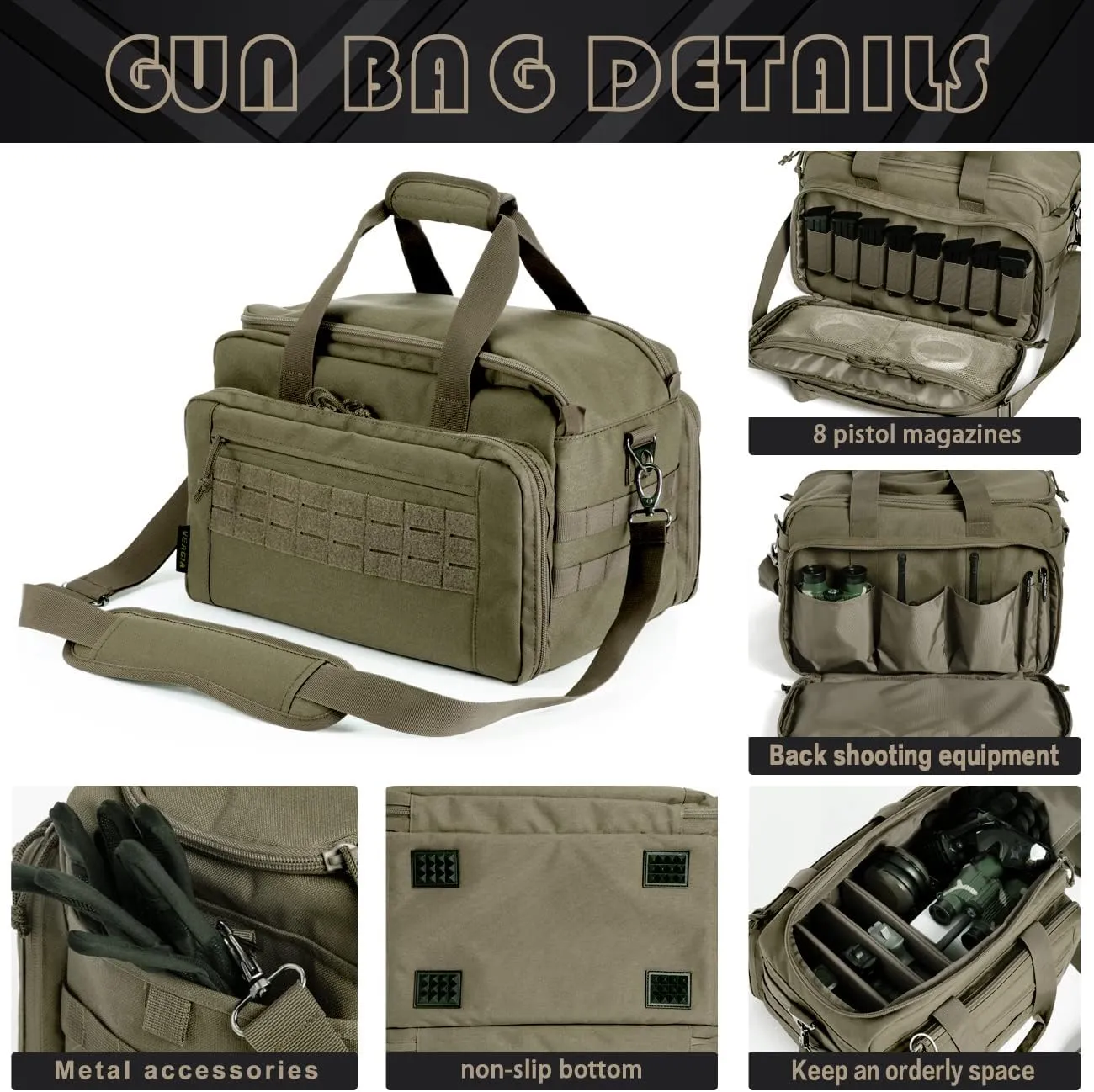 VEAGIA Pistol range bag Gun bag Pistol case Gun case Magazine Lockable double-layer explosion proof zipper Pistol Soft Carrying Bags