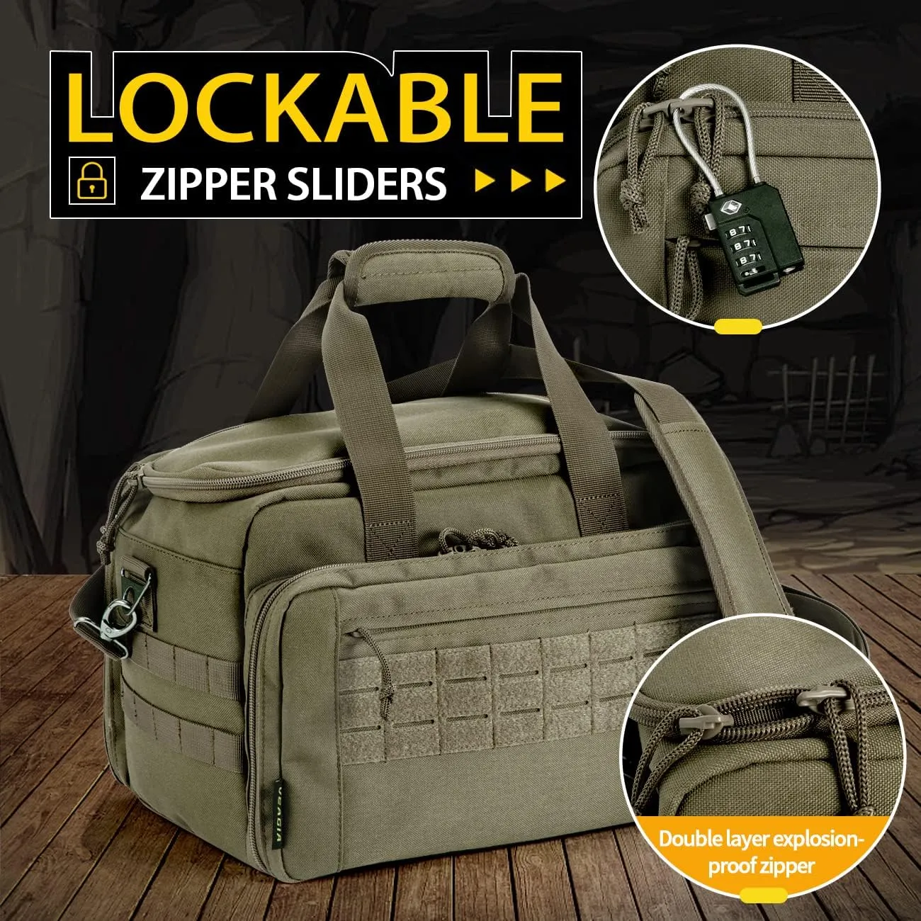 VEAGIA Pistol range bag Gun bag Pistol case Gun case Magazine Lockable double-layer explosion proof zipper Pistol Soft Carrying Bags
