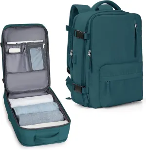 VECAVE Travel Backpack,Carry On Backpack for Women,Airline Flight Approved Waterproof 14 Inch Laptop Backpack with Shoe Compartment Casual Daypack Backpacks PeacockBlue
