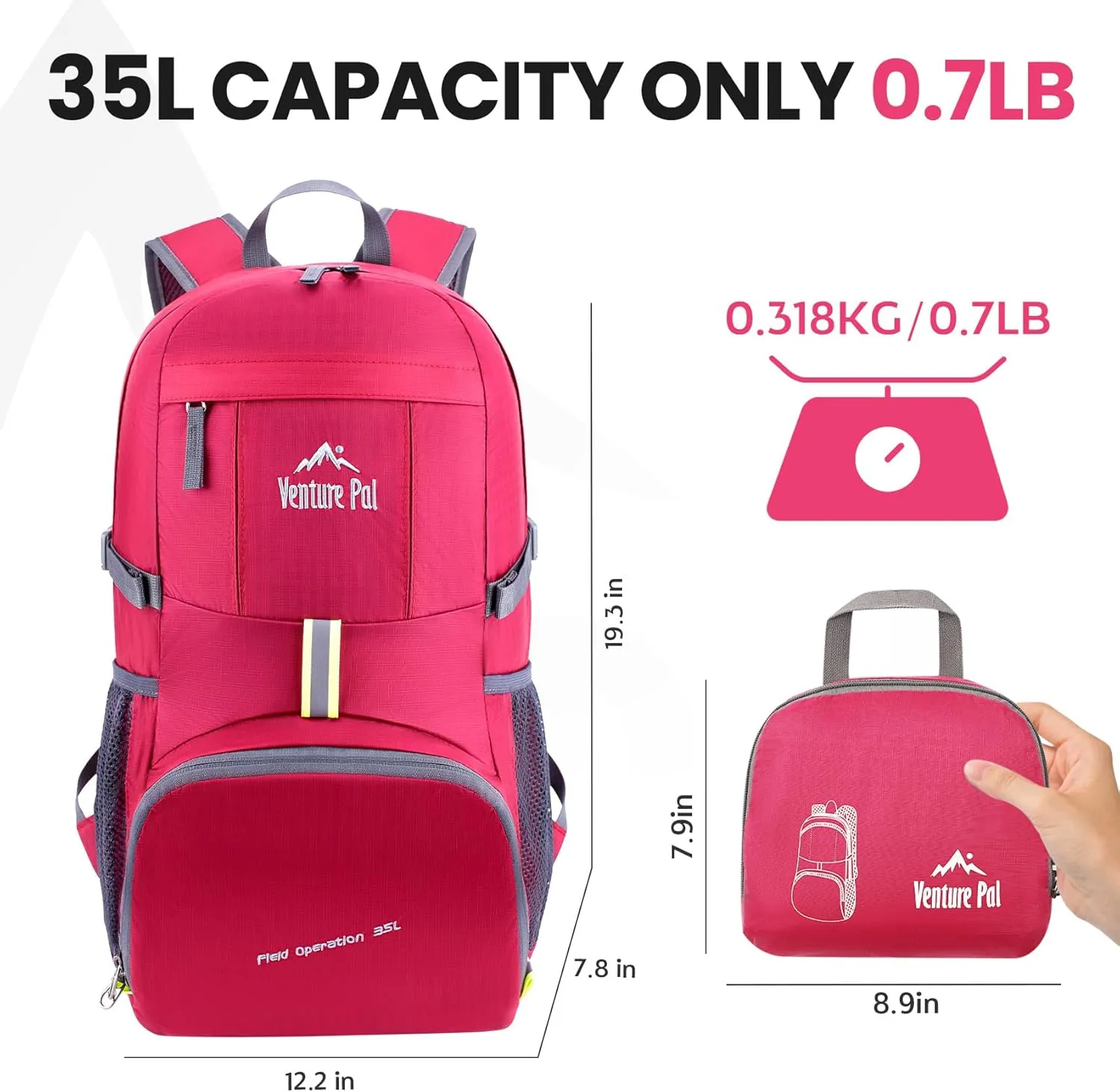 Venture Pal 35L Ultralight Lightweight Packable Foldable Travel Camping Hiking Outdoor Sports Backpack Daypack