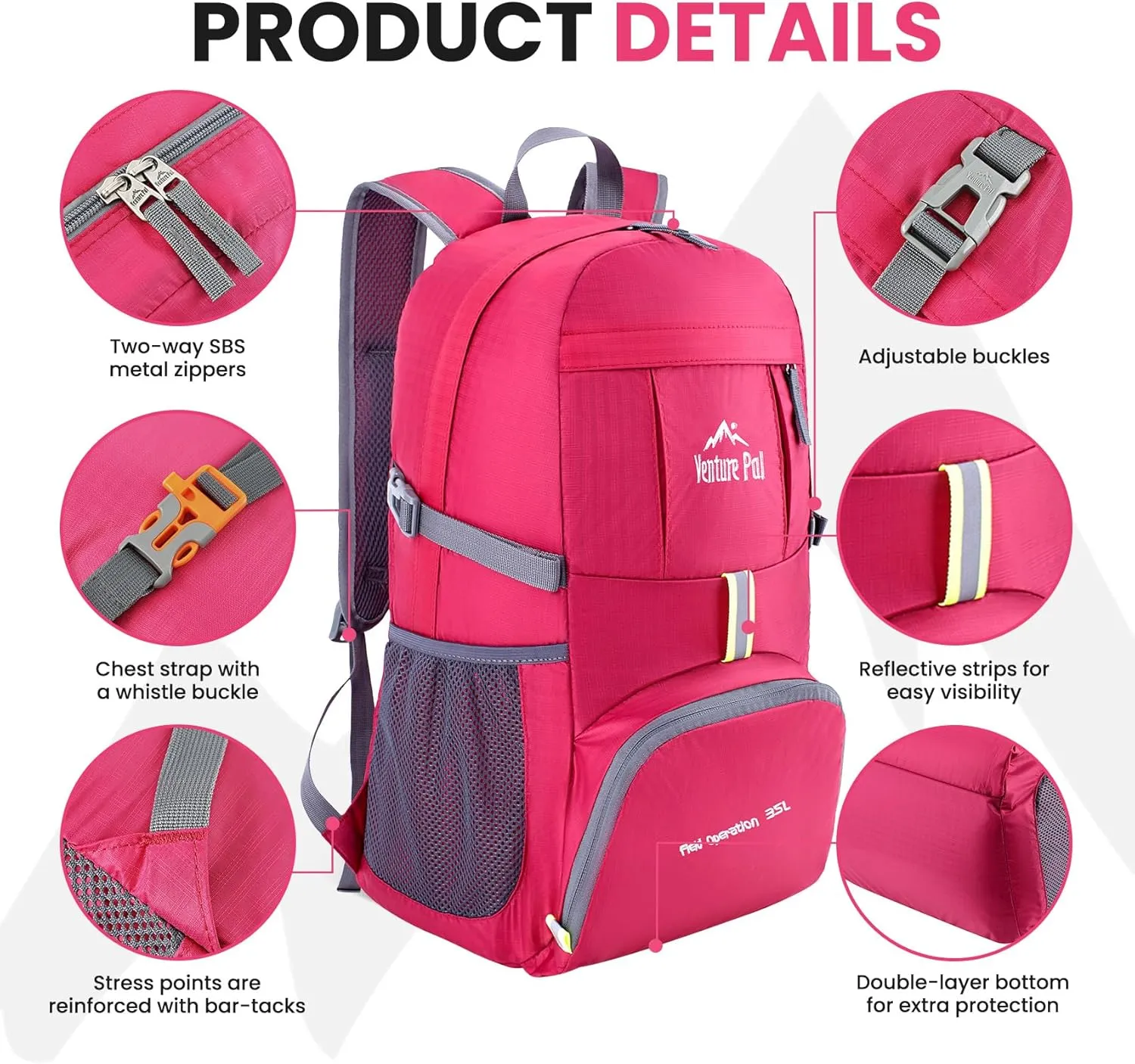 Venture Pal 35L Ultralight Lightweight Packable Foldable Travel Camping Hiking Outdoor Sports Backpack Daypack