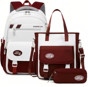 VIDOSCLA 3Pcs Teen Girls' Backpack Set Middle School Students Bookbag Outdoor Teen Boys Bookbag