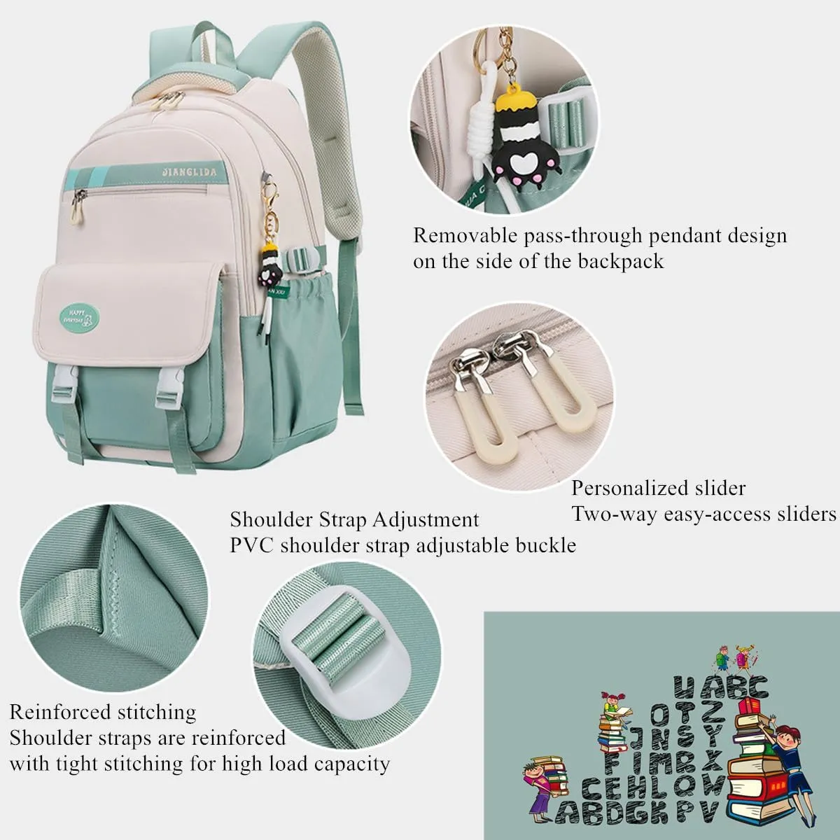 VIDOSCLA Teen Girls' Backpack for School Backpack for Teens Middle School Students Bookbag