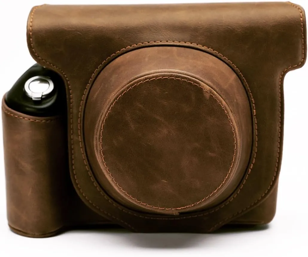 Vintage Leatherette Limited Edition Groove Bag for Fujifilm Instax Wide 300 Instant Film Camera Case with Strap - Brown