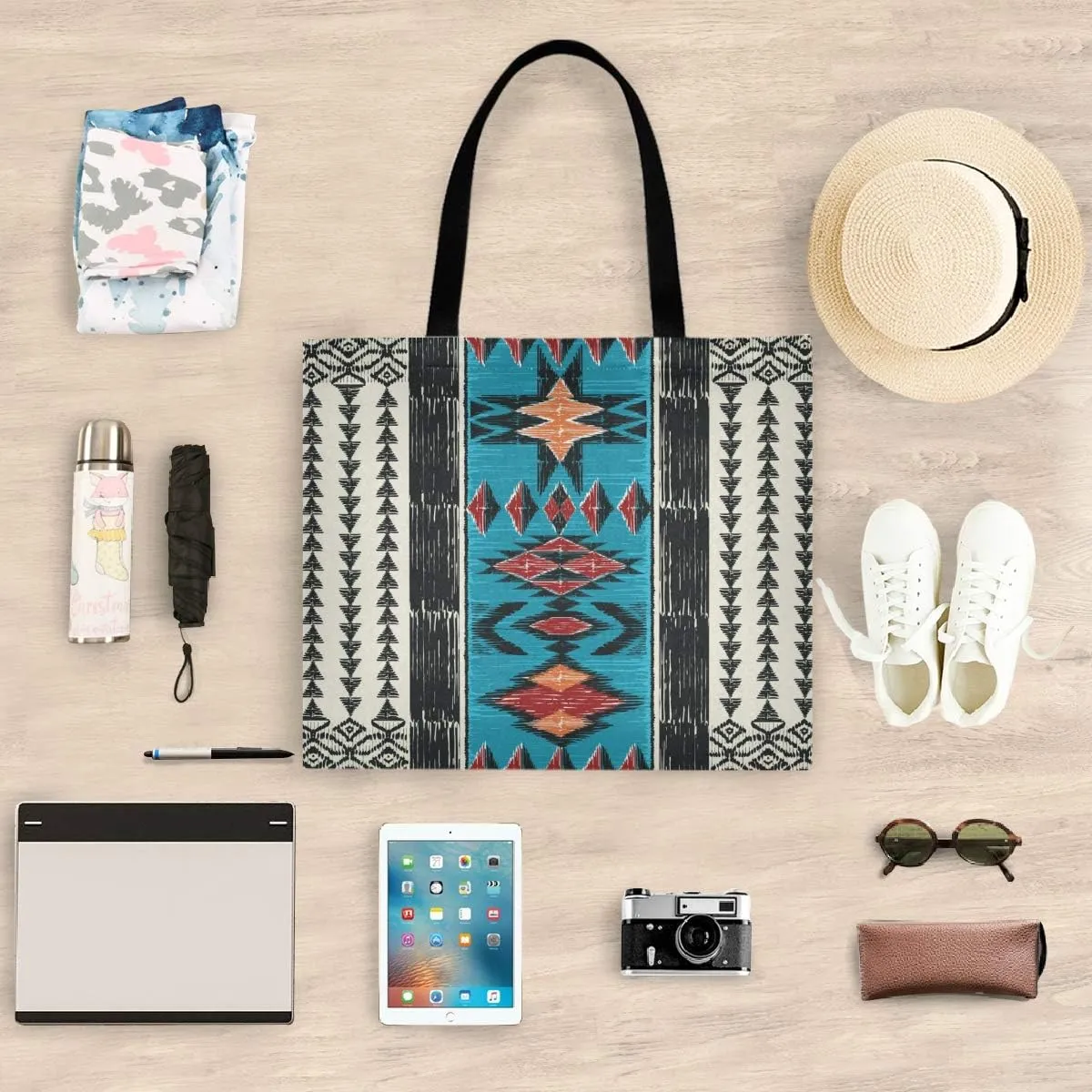 visesunny Canvas Shoulder Bags For Women Waterproof Tote Handbags For Teens Beach School Daily Working