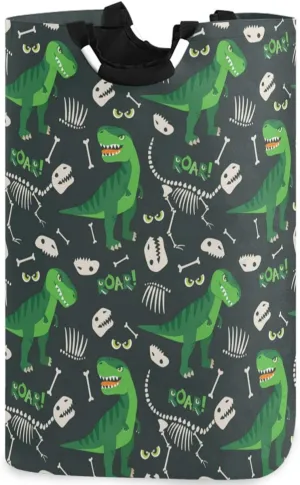 visesunny Collapsible Laundry Basket Dinosaur Bone Roar Animal Large Laundry Hamper with Handle Toys and Clothing Organization for Bathroom, Bedroom, Home, Dorm, Travel
