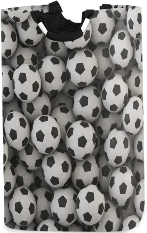 visesunny Collapsible Laundry Basket Soccer Ball 3D Print Large Laundry Hamper Oxford Fabric Dirty Clothes Toy Organizer with Handle for Bathroom Bedroom Kids Room Dorm