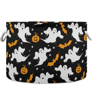 visesunny Halloween Bat Pumpkin Ghost Cartoon Style Laundry Baskets Fabric Storage Bin Storage Box Collapsible Storage Basket Toy Clothes Shelves Basket for Bathroom,Bedroom,Nursery,Closet,Office