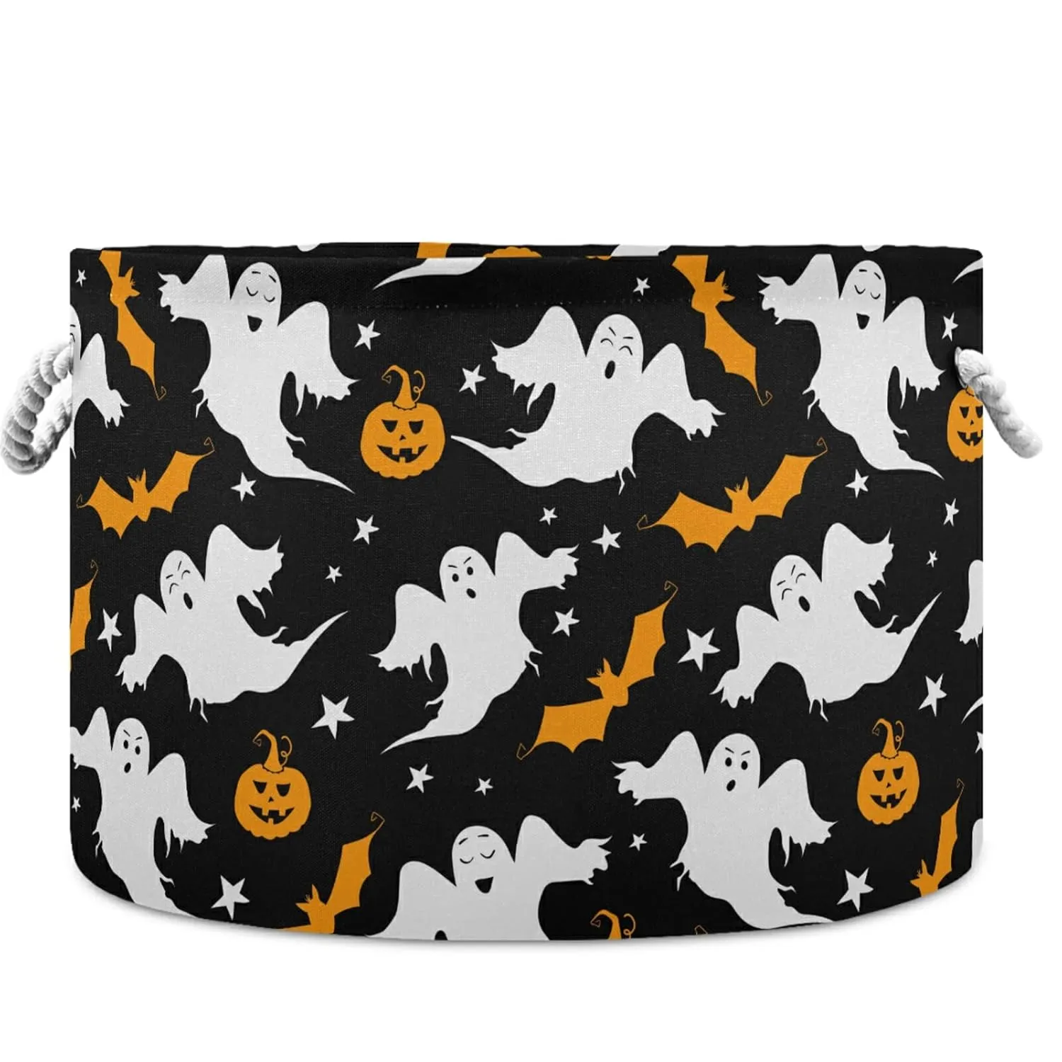 visesunny Halloween Bat Pumpkin Ghost Cartoon Style Laundry Baskets Fabric Storage Bin Storage Box Collapsible Storage Basket Toy Clothes Shelves Basket for Bathroom,Bedroom,Nursery,Closet,Office