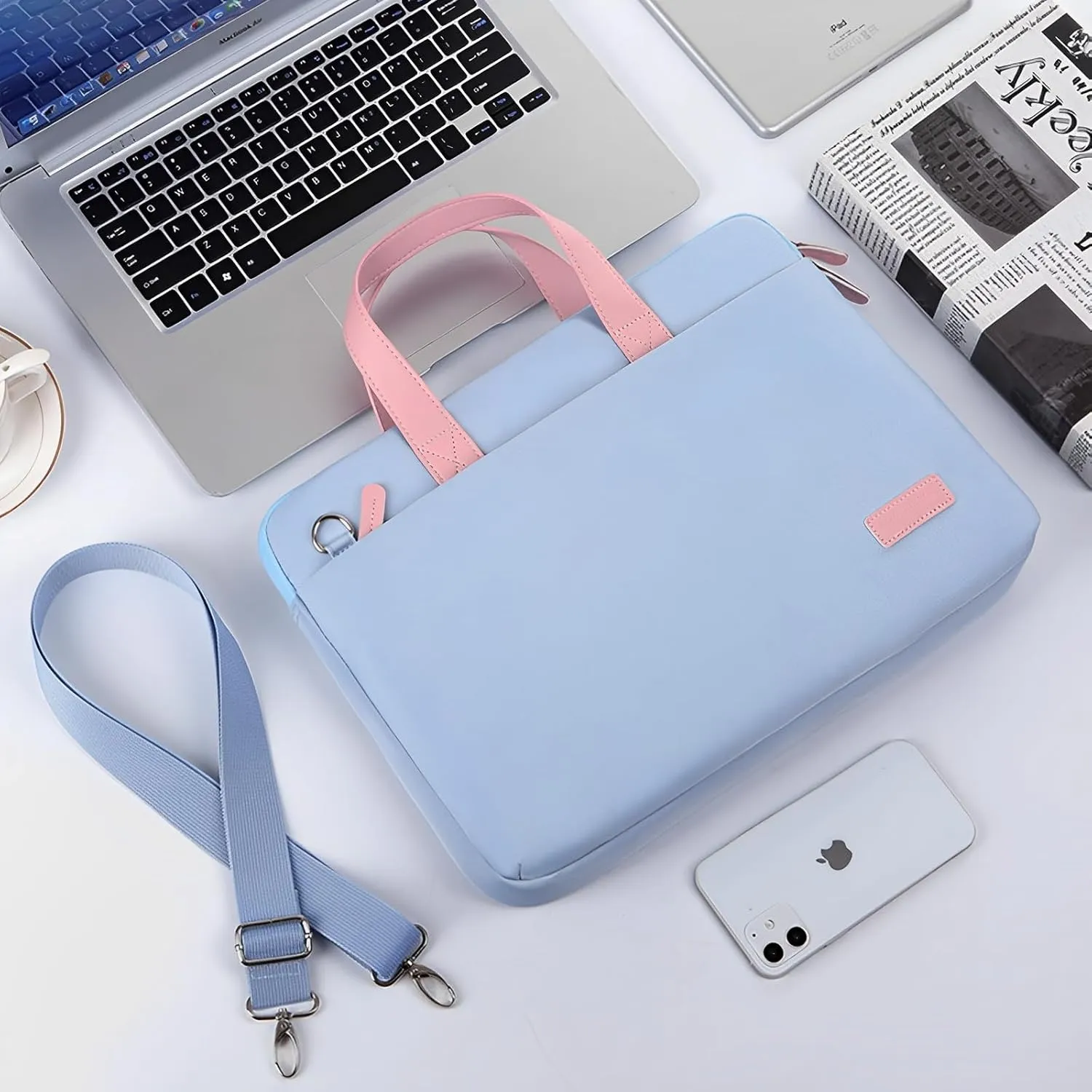 VODIU 14 15.6 16 inch Laptop Case, Basics Laptop Bag with Compartment, Carrying Briefcase Messenger Bag with Strap,Pocket