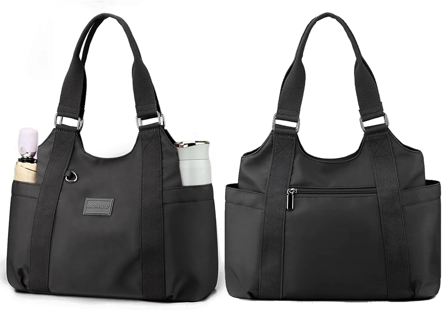 VODIU Nylon Tote Bag for Women Work Shoulder Handbags with Pockets, Everyday Purses for Women Waterproof Hand-bag with Zipper