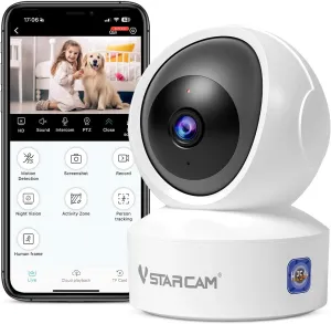 VSTARCAM Indoor Security Camera,2K HD WiFi Camera,Baby Camera,360° PTZ Camera,Dog Camera,Pet Camera,Baby Monitor,Night Vision,2-Way Audio,Hybrid Zoom,2.4G WiFi Camera (Indoor Camera CS49)