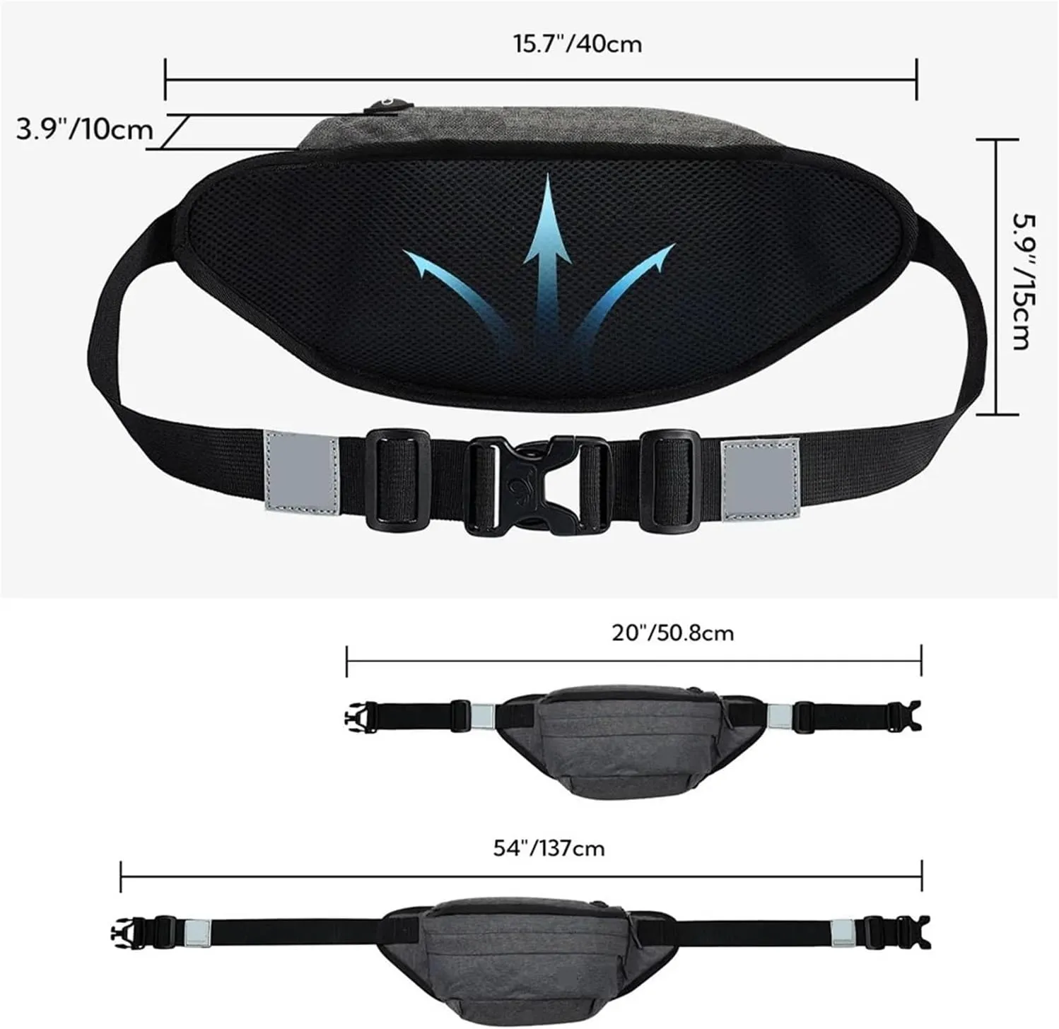 Waist Bag Men Women resist Large Hiking Belt Bags Shoulder Crossbody Running Walking(Teal blue)
