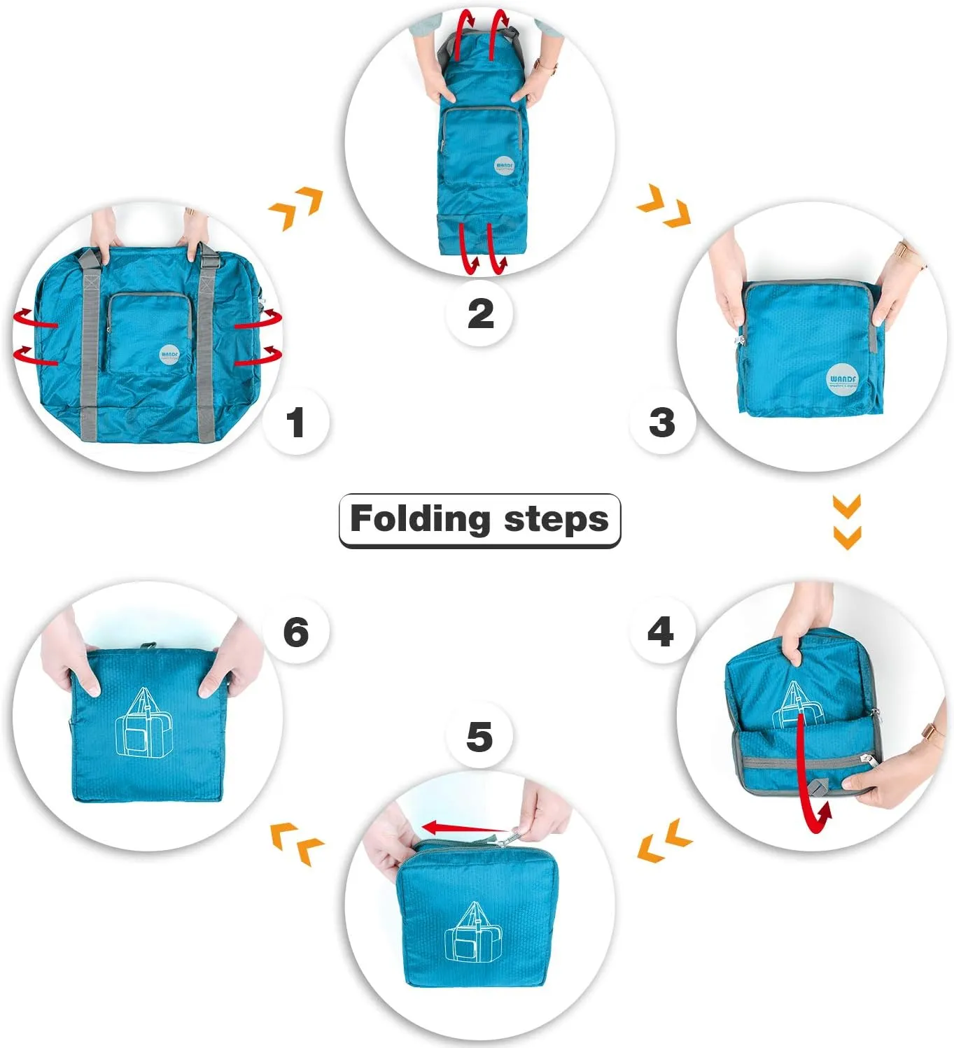 WANDF Foldable Travel Duffel Bag Luggage Sports Gym Water Resistant Nylon