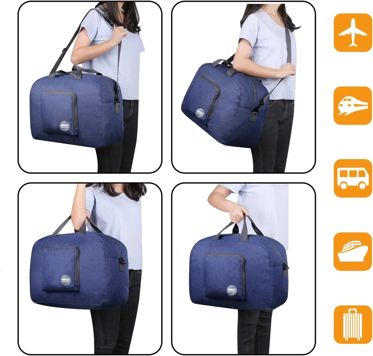 WANDF Foldable Travel Duffel Bag Luggage Sports Gym Water Resistant Nylon