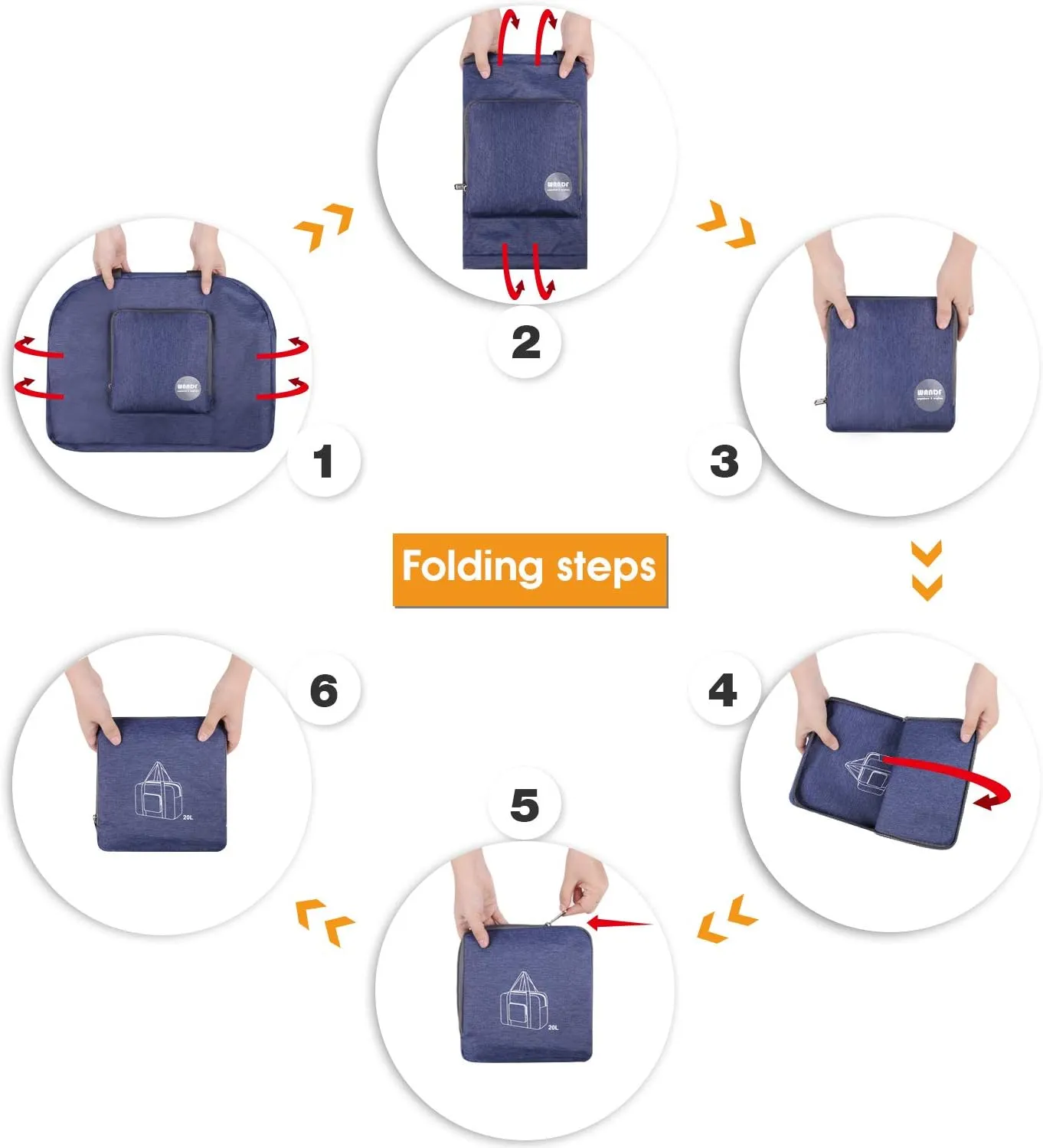 WANDF Foldable Travel Duffel Bag Luggage Sports Gym Water Resistant Nylon