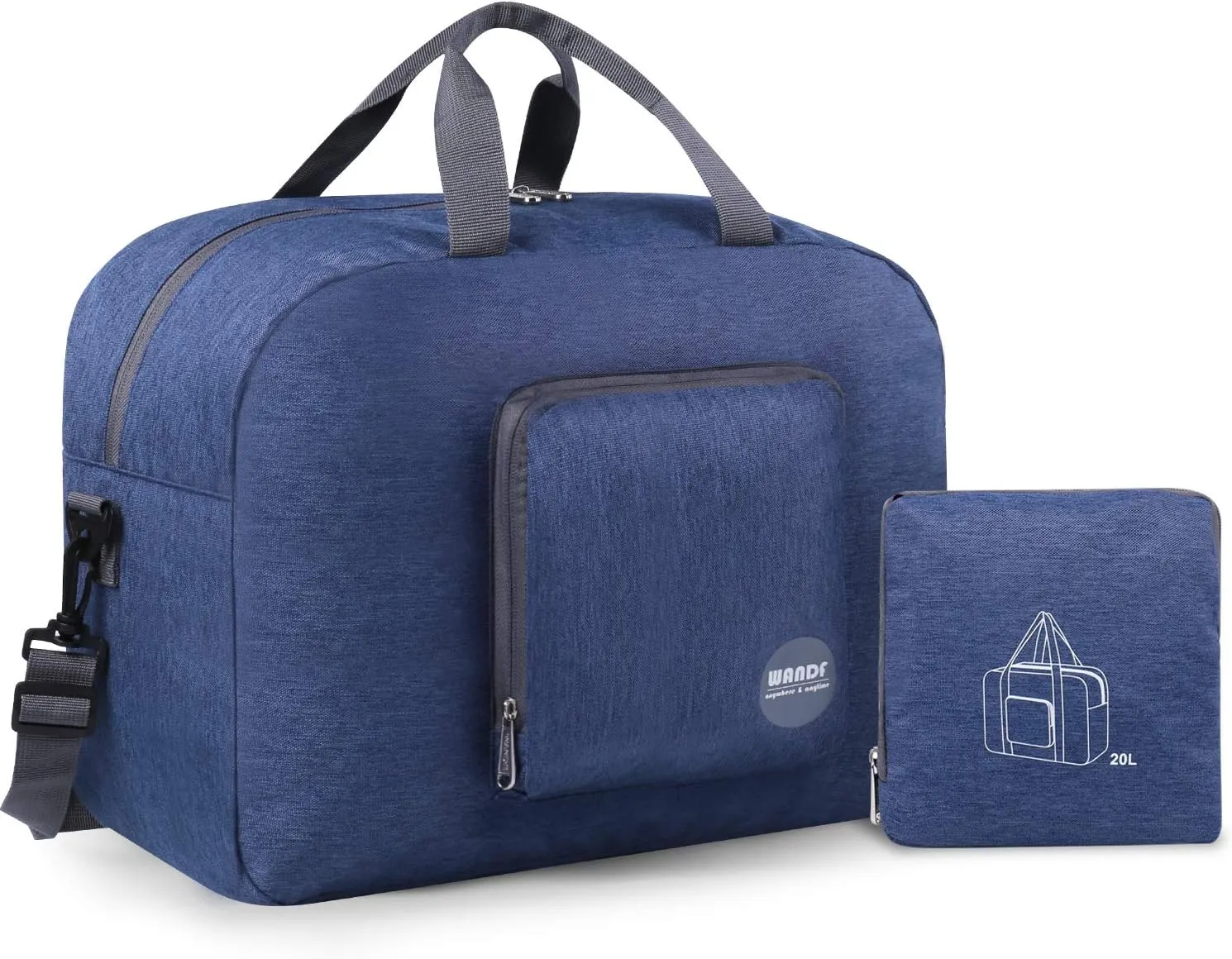 WANDF Foldable Travel Duffel Bag Luggage Sports Gym Water Resistant Nylon
