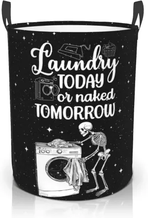 Wash Today Laundry Basket Funny Tote Bag Laundry Hamper Clothes Storage Storage Bucket Toy Organizer Foldable Oxford Cloth For Bathroom/Laundry Storage/Bedroom 16.5x18.9 Inch