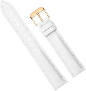 Watch Strap Women's Genuine Leather Watchband with Pin Buckle White 10-22mm