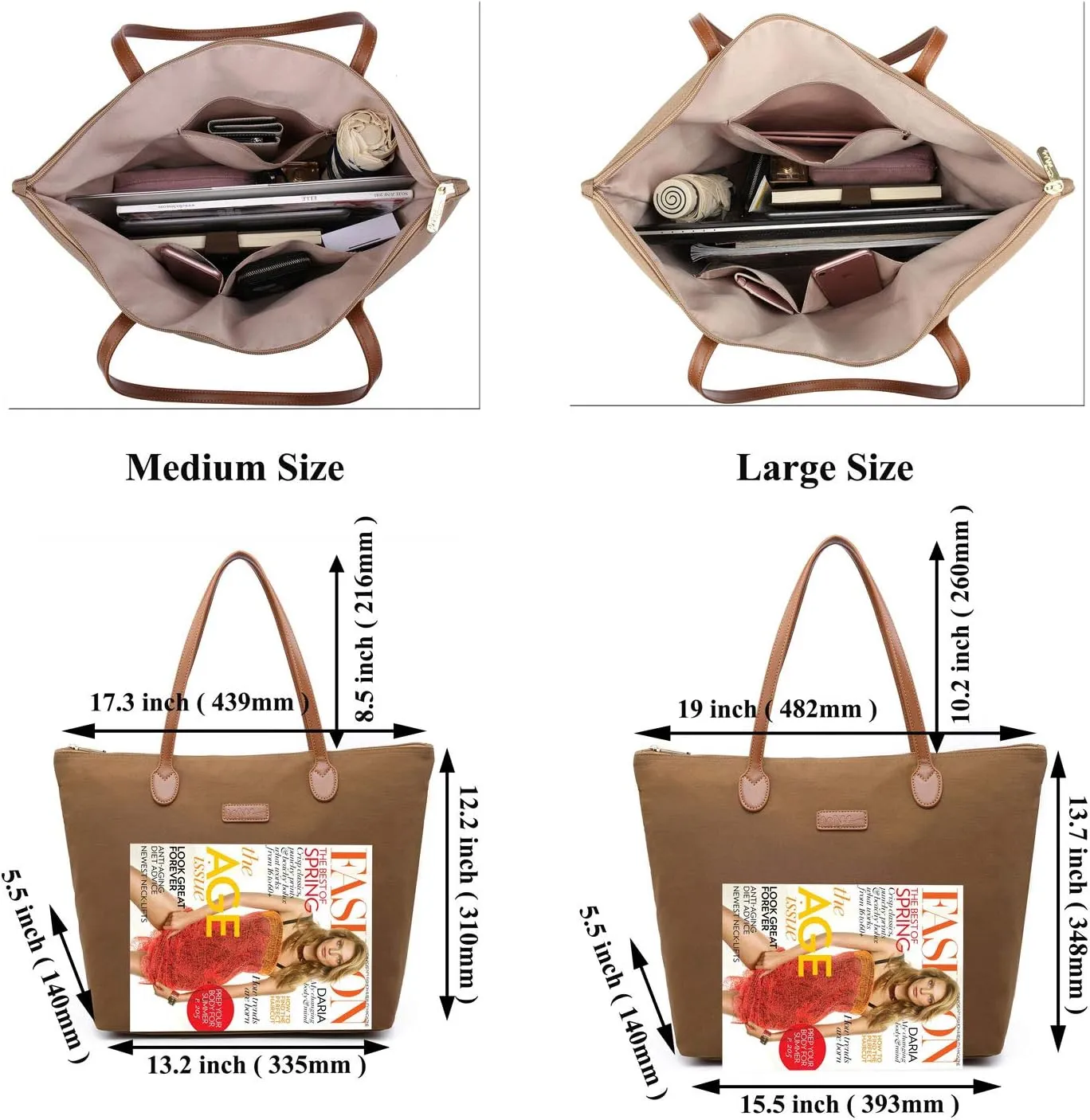 Water Resistant Light Weight Nylon Tote Bag Handbag