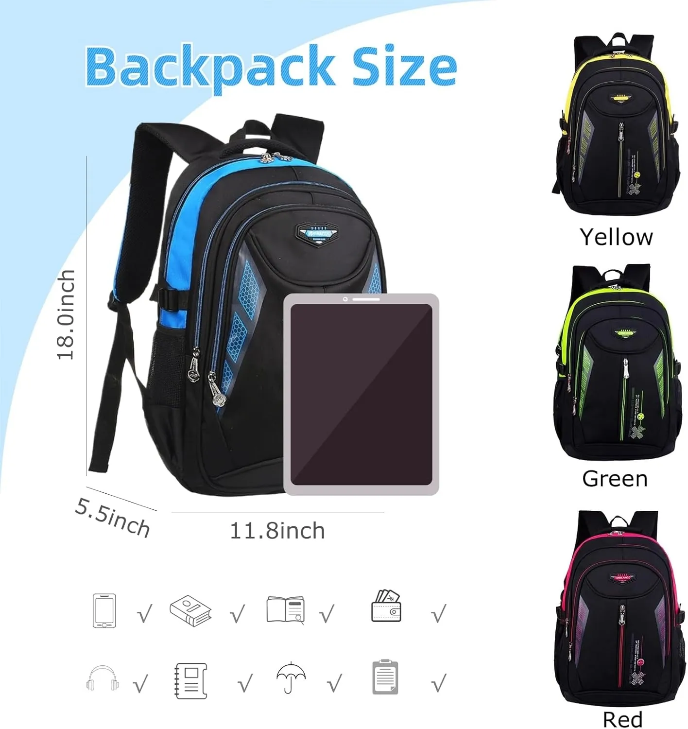 Water Resistant School Bag Durable Travel Camping Backpack for Boys and Girls