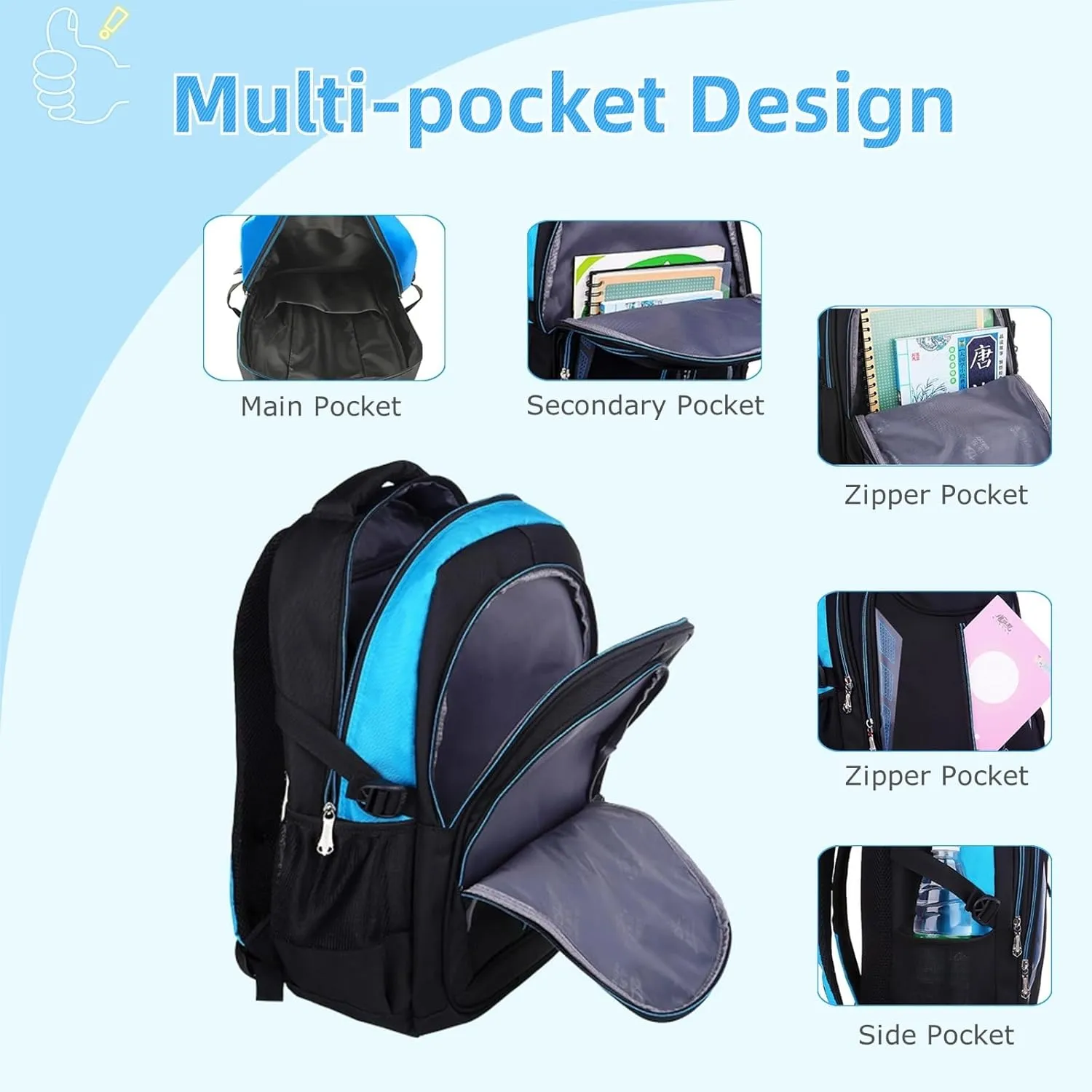 Water Resistant School Bag Durable Travel Camping Backpack for Boys and Girls