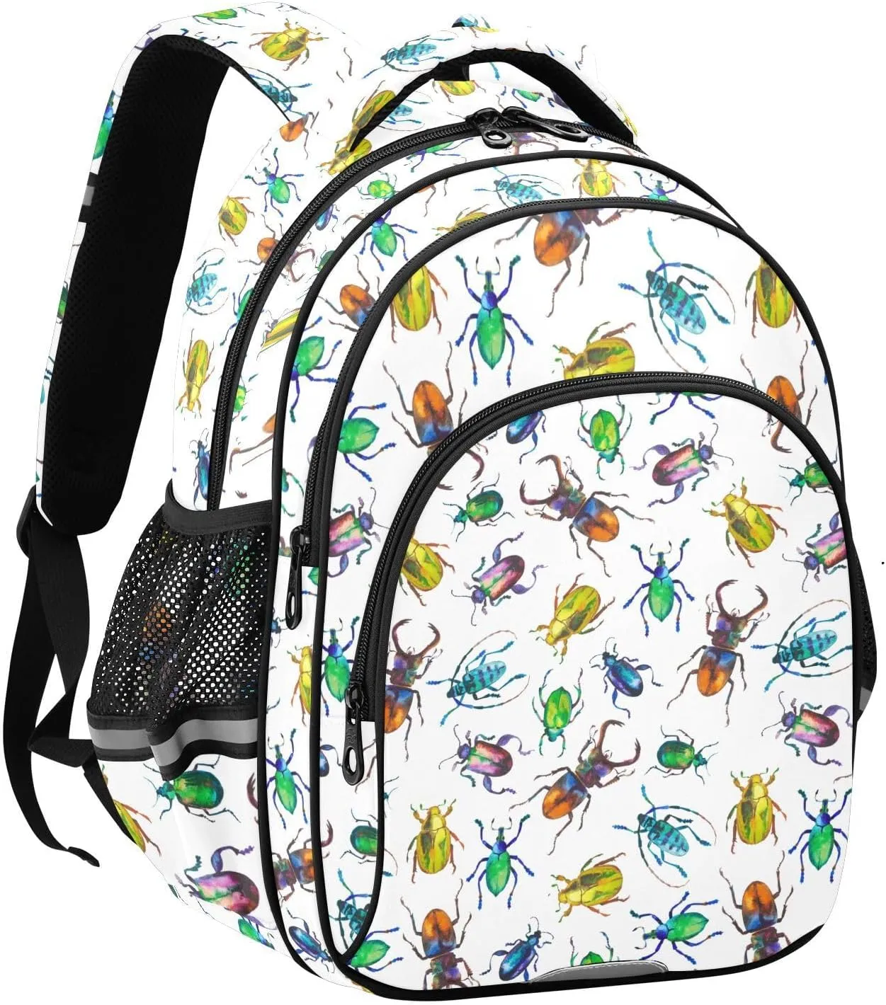 Watercolor Beetles Backpack for Kids Elementary School Bag Boys Girls Bookbag Travel Backpack Daypack
