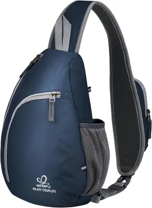 WATERFLY Crossbody Sling Bag Small Water Resistant Backpack Lightweight Shoulder Chest Daypack for Men Women Hiking Travel