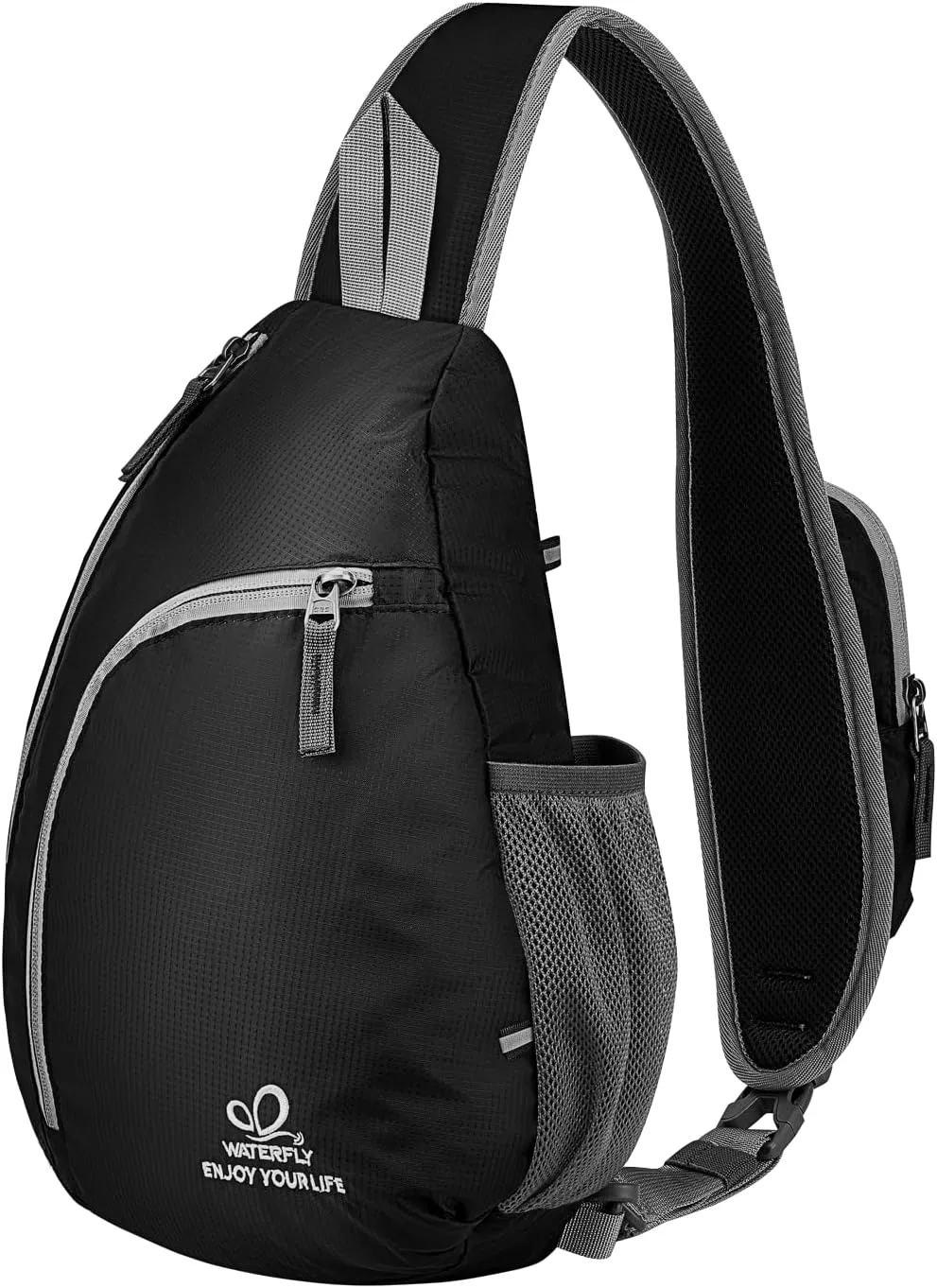 WATERFLY Crossbody Sling Bag Small Water Resistant Backpack Lightweight Shoulder Chest Daypack for Men Women Hiking Travel